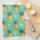 幾何学的なパターンの明るいパイナップル キッチンタオル (四つ折り)