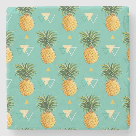 幾何学的なパターンの明るいパイナップル ストーンコースター (正面)