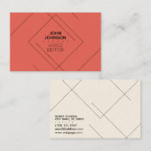 幾何学的なパターンライン芸術的でモダンな赤 名刺 (正面/裏面)
