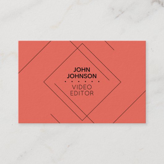 幾何学的なパターンライン芸術的でモダンな赤 名刺 (正面)