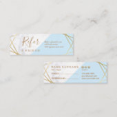 幾何学的なパターン大理石の金ゴールドの淡いブルーの紹介 スキニー名刺 (正面/裏面)