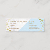 幾何学的なパターン大理石の金ゴールドの淡いブルーの紹介 スキニー名刺 (裏面)