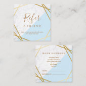 幾何学的なパターン大理石の金ゴールドの淡いブルーの紹介 スクエア名刺 (正面/裏面)