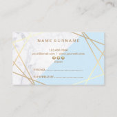 幾何学的なパターン大理石の金ゴールドの淡いブルーの紹介 名刺 (裏面)