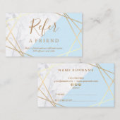 幾何学的なパターン大理石の金ゴールドの淡いブルーの紹介 名刺 (正面/裏面)