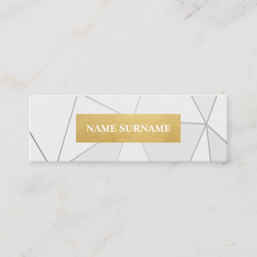 幾何学的なパターン灰色の金ゴールドの小型名刺 スキニー名刺 (正面)