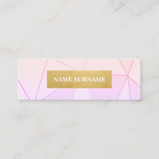 幾何学的なパターン紫色の金ゴールドの小型名刺 スキニー名刺 (正面)