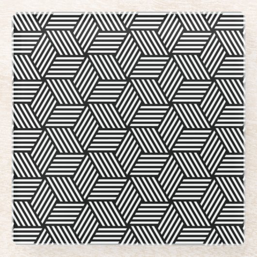 幾何学的なパターン芸術のデザイン ガラスコースター (正面)