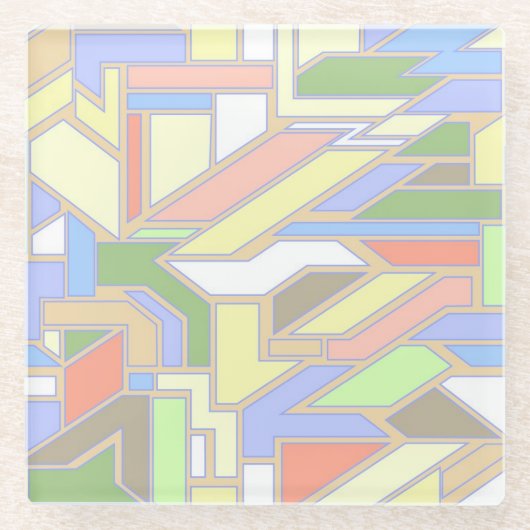 幾何学的なパターン3 ガラスコースター (正面)