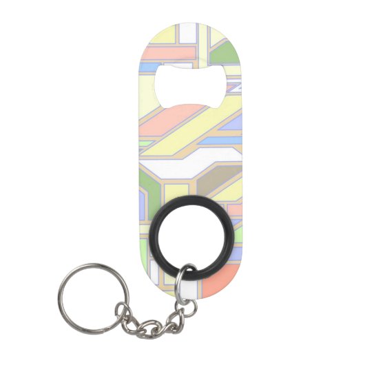 幾何学的なパターン3 キーホルダー栓抜き (正面)