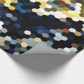 幾何学的なパターン|の黄色および青の六角形 ラッピングペーパー (角)