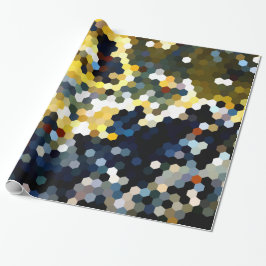 幾何学的なパターン|の黄色および青の六角形 ラッピングペーパー