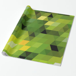幾何学的なパターン|緑の三角形 ラッピングペーパー