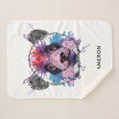 幾何学的なパンダくまは|あなたの名前を加えます シェルパブランケット (正面(横))