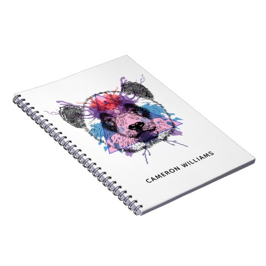 幾何学的なパンダくまは|あなたの名前を加えます ノートブック (右側)