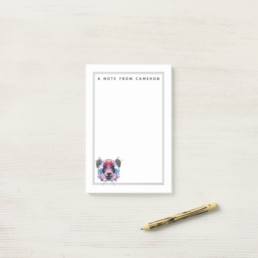 幾何学的なパンダくまは|あなたの名前を加えます ポストイット (デスク上)