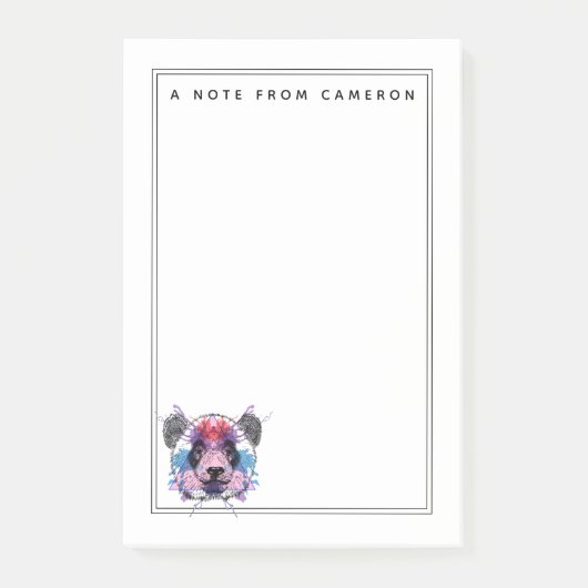 幾何学的なパンダくまは|あなたの名前を加えます ポストイット (正面)