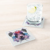 幾何学的なパンダくま ガラスコースター (アングル)