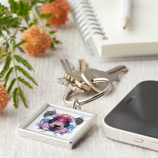 幾何学的なパンダくま キーホルダー (側面)