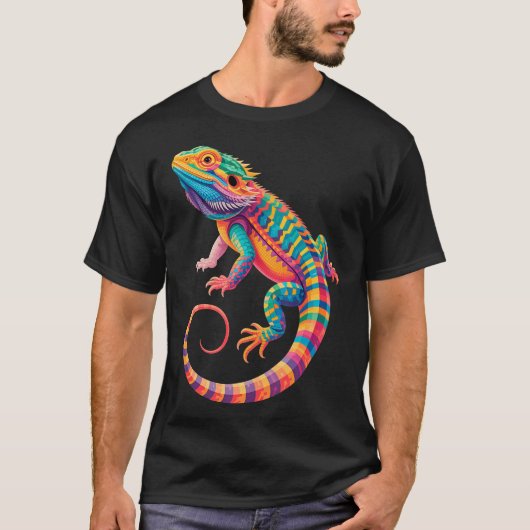 幾何学的なヒゲトカゲのアート ビジョナリーな精神 Tシャツ (正面)