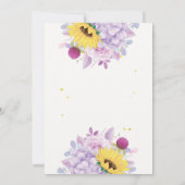 幾何学的なヒマワリと紫の結婚式招待状 招待状 (裏面)