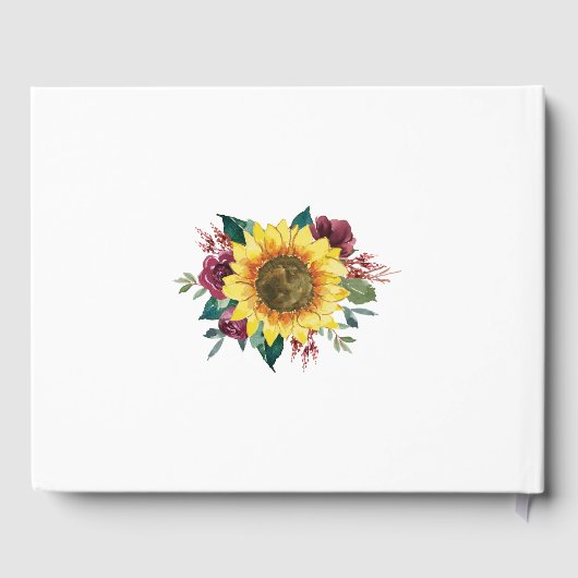 幾何学的なヒマワリフローラの結婚水色 ゲストブック (裏面)