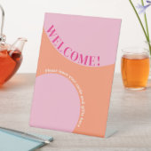 幾何学的なピンクとオレンジのギフト テーブル サイン (インサイチュ)