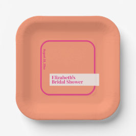 幾何学的なピンクとオレンジ ペーパープレート