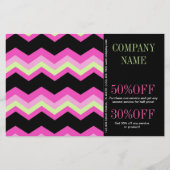 幾何学的なピンクとブラックのチェッカーパターン ファッション チラシ (正面)