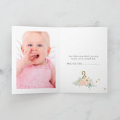 幾何学的なピンクと金ゴールドフェアリー2nd誕生日パーティー 招待状 (内部)