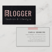 幾何学的なピンクのバラの最小主義のフリーのブロガー 名刺 (正面/裏面)