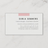 幾何学的なピンクのバラの最小主義のフリーのブロガー 名刺 (裏面)