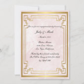 幾何学的なピンクの大理石の結婚式のエンゲージメントパーティー 招待状 (正面)