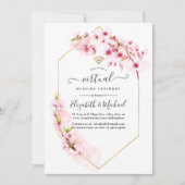 幾何学的なピンクの春ブロッサム結婚バーチャル 招待状 (正面)