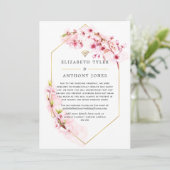 幾何学的なピンクの桜のバーチャルウェディング 案内状 (スタンド正面)