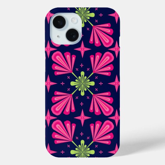幾何学的なピンクの花の花弁の抽象的なパターン Case-Mate iPhoneケース (裏面)