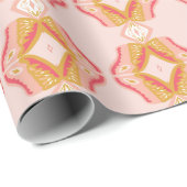 幾何学的なピンク色の花 ラッピングペーパー (ロールコーナー)