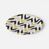 幾何学的なピーチピンク、金ゴールド、ブラックパターン ペーパープレート (アングル)