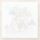 幾何学的なフクロウのデザイン ガラスコースター (裏面)