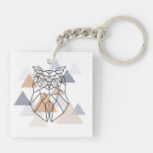 幾何学的なフクロウのデザイン キーホルダー (裏面)