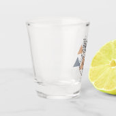 幾何学的なフクロウのデザイン ショットグラス (左)