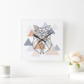 幾何学的なフクロウのデザイン スクエア壁時計 (ホーム)