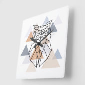 幾何学的なフクロウのデザイン スクエア壁時計 (傾斜)