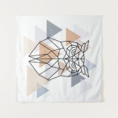 幾何学的なフクロウのデザイン タペストリー (正面(横))