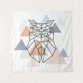 幾何学的なフクロウのデザイン タペストリー (正面)