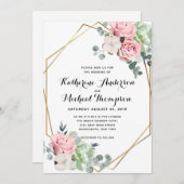 幾何学的なフラッシュ フラワーの結婚式の招待状 招待状 (正面/裏面)