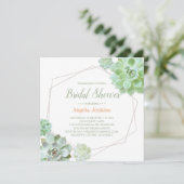 幾何学的なフレームの多肉植物 ブライダルシャワー 招待状 (スタンド正面)