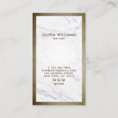 幾何学的なブラウンの金ゴールドのはさみの大理石の毛の垂直 名刺 (裏面)