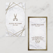 幾何学的なブラウンの金ゴールドのはさみの大理石の毛の垂直 名刺 (正面/裏面)