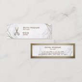 幾何学的なブラウンの金ゴールドのはさみの大理石の美容師 スキニー名刺 (正面/裏面)